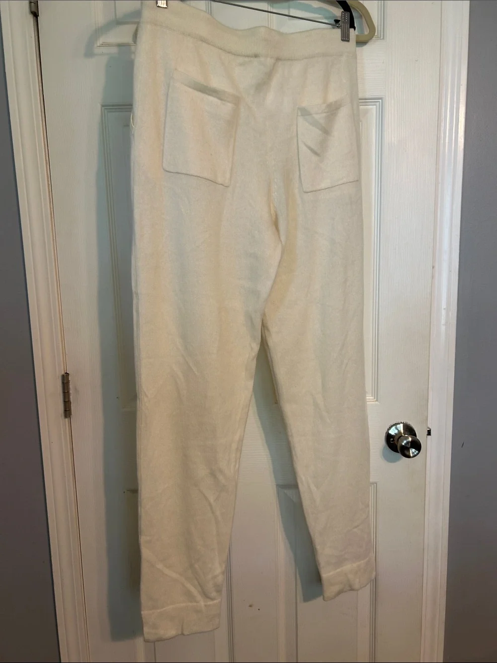 Cream Knit Drawstring Jogger Pants for Women